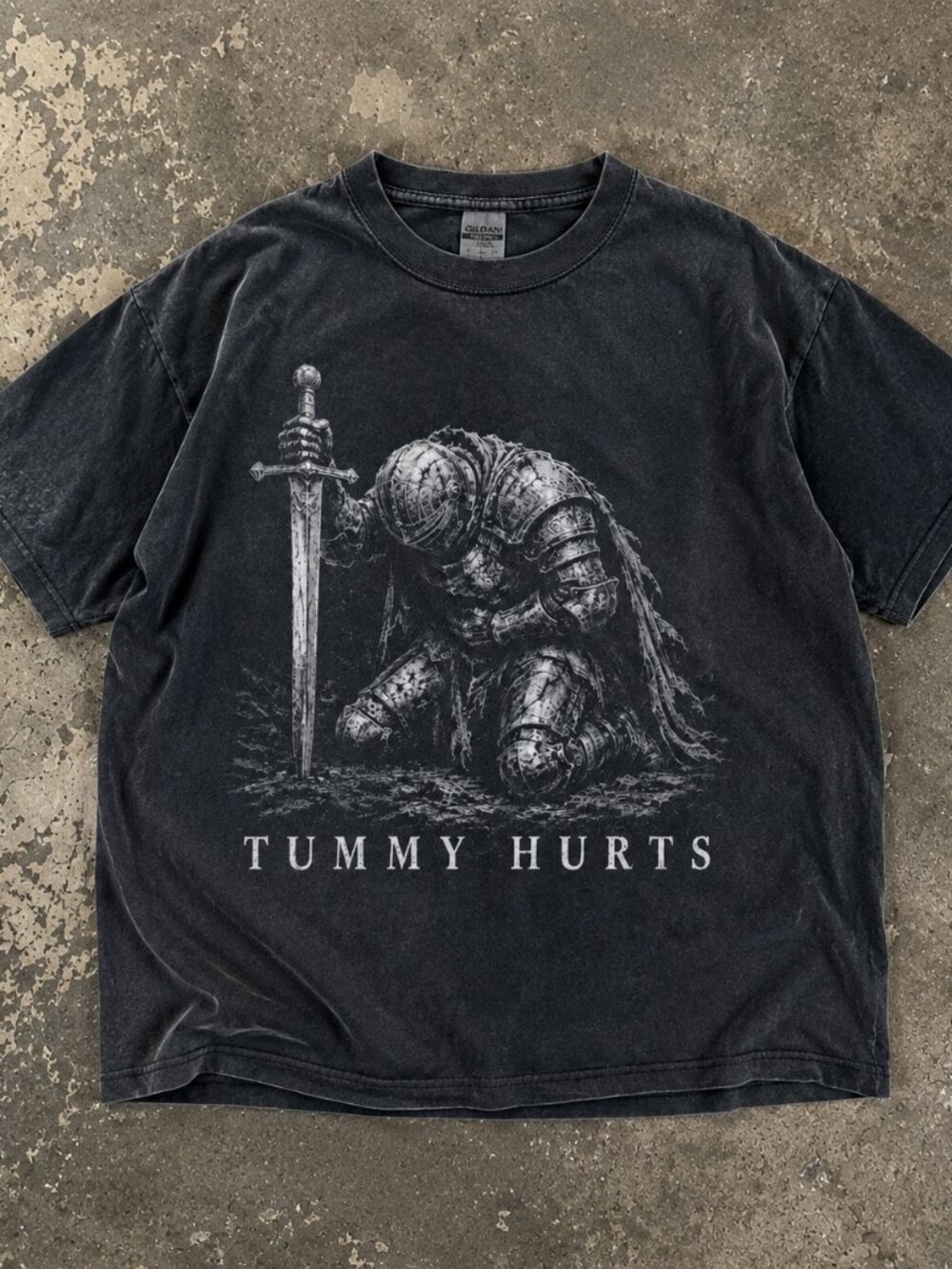 Tummy Hurts Shirt, Funny Knight Tee, Dark Fantasy Graphic T-shirt